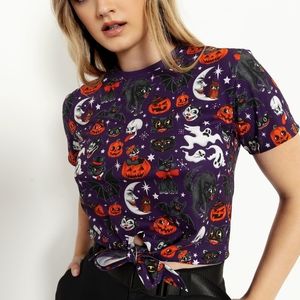 Purple Trick or Treat Blackmilk Tie Front Tee